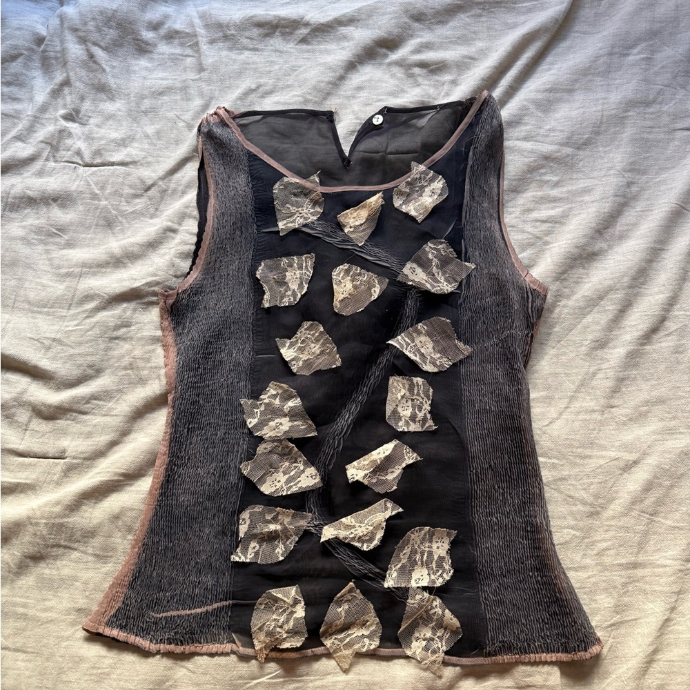 Elegant Black and White Lace Women's Top